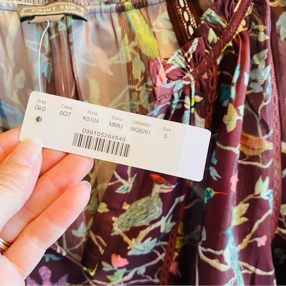 J. Crew Point Sur NWT Bird Menagerie Ruffle Metallic Laced Peasant Blouse - Picture 6 of 7